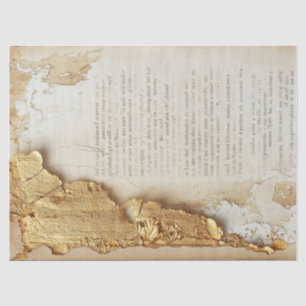 Oud papier met gescheurde randen gouden folie geba