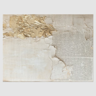 Oud papier met gescheurde randen gouden folie geba