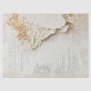 Oud papier met gescheurde randen gouden folie geba