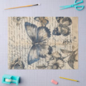 Oud papier met monochrome inktvlinders rozen (Craft)