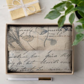 Oud papier met monochrome inktvlinders rozen (Geschenk)