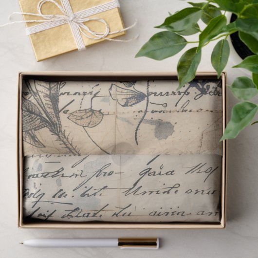 Oud papier met monochrome inktvlinders rozen (Geschenk)
