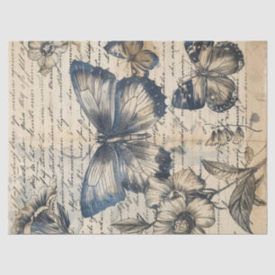 Oud papier met monochrome inktvlinders rozen