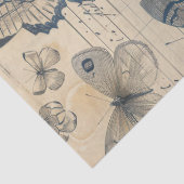 Oud papier met monochrome inktvlinders rozen (Detail)