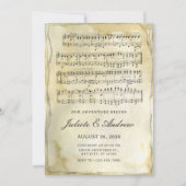 Oud  papier muzieknoten bruiloft kaart (Voorkant)