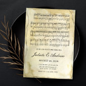 Oud  papier muzieknoten bruiloft kaart