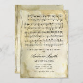 Oud  papier muzieknoten verjaardag kaart (Voorkant / Achterkant)