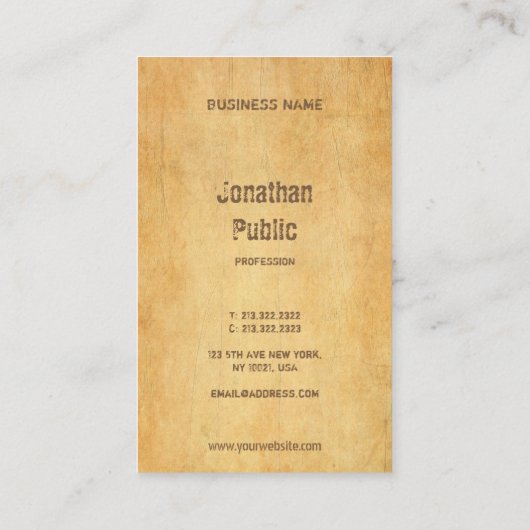  oud papier noodlijdend script professional visitekaartje (Achterkant)