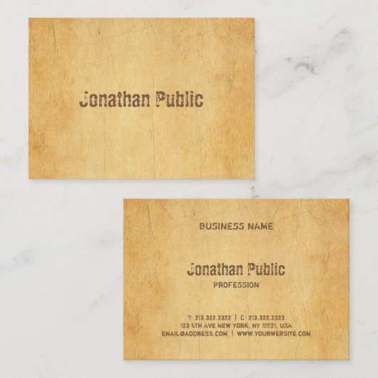 oud papier noodlijdend script professional visitekaartje (Voorkant / Achterkant)