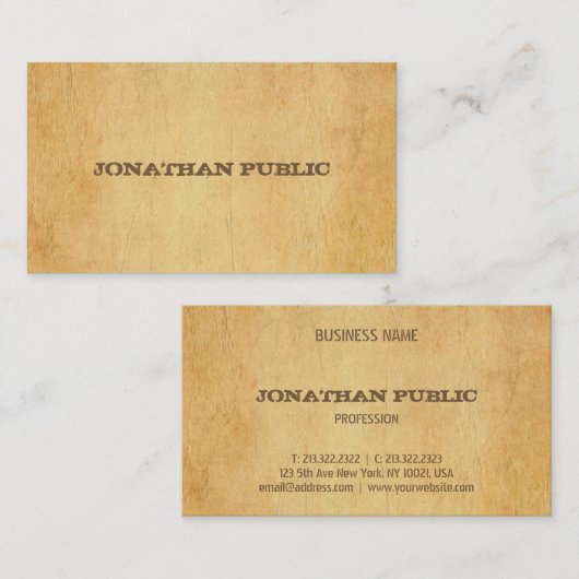  oud papier noodlijdend script tekst elegant visitekaartje (Voorkant / Achterkant)