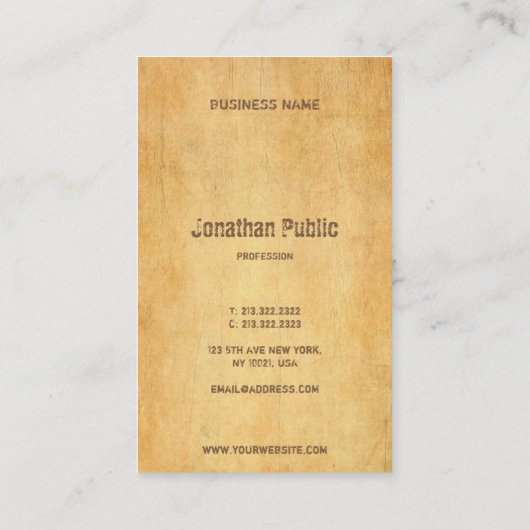  oud papier noodlijdend script tekst elegant visitekaartje (Achterkant)