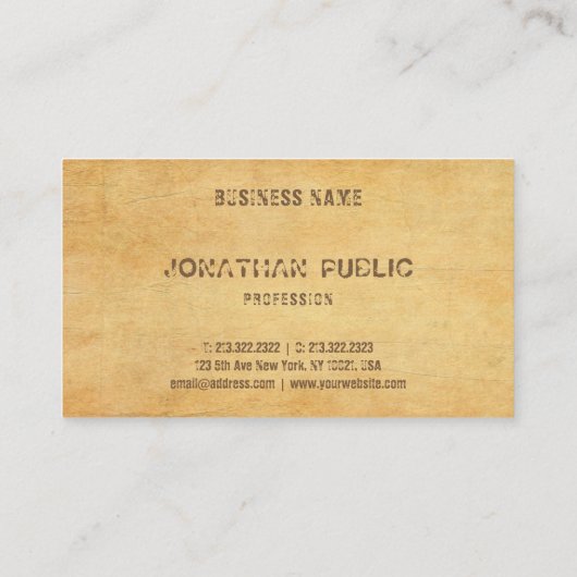 oud papier noodlijdend script tekst luxe visitekaartje (Achterkant)