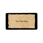 Oud papier op zwart etiket (Voorkant)