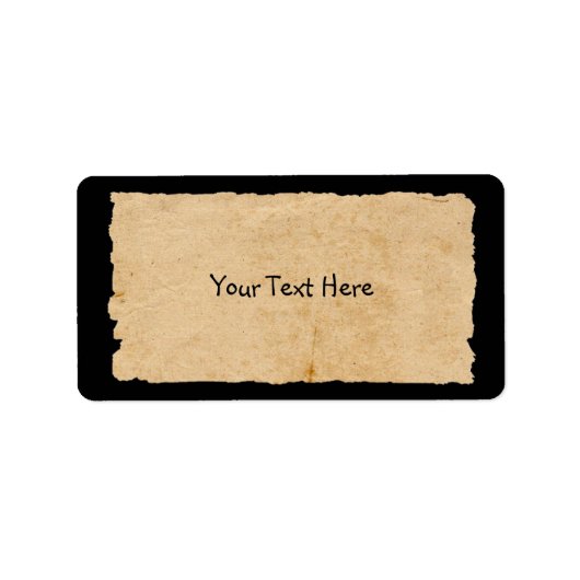 Oud papier op zwart etiket (Voorkant)