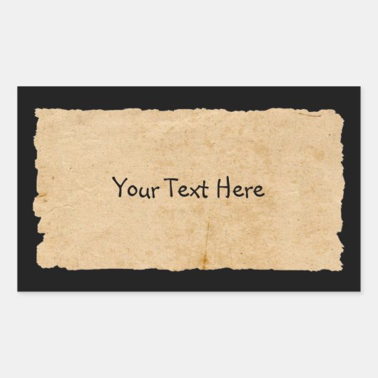 Oud papier op zwart rechthoekige sticker (Voorkant)