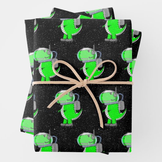 Oud Papier Print Astronaut T-Rex Dinosaurus Inpakpapier Vel (In situ)