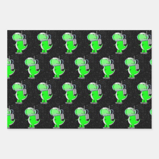 Oud Papier Print Astronaut T-Rex Dinosaurus Inpakpapier Vel (Voorkant)