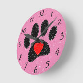 Oud Papier Print Hondenliefhebber Roze Ronde Klok (Hoek)