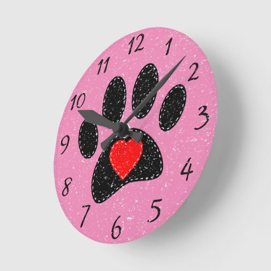 Oud Papier Print Hondenliefhebber Roze Ronde Klok (Hoek)