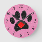 Oud Papier Print Hondenliefhebber Roze Ronde Klok (Voorkant)