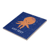 Oud Papier Print Schattigee Octopus Cartoon Aangep Tegeltje (Zijkant)