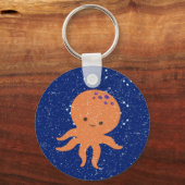 Oud Papier Print Schattigee Octopus Cartoon Sleutelhanger (Voorkant)