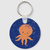 Oud Papier Print Schattigee Octopus Cartoon Sleutelhanger (Achterkant)