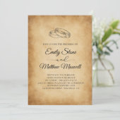oud papier, rustieke bruiloft kaart (Staand voorkant)