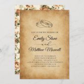 oud papier, rustieke bruiloft kaart (Voorkant / Achterkant)