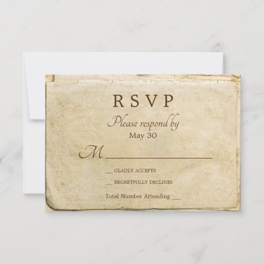 Oud papier rustieke bruiloft rvp kaart (Voorkant)