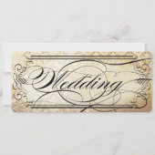 Oud papier Ticket Flourish Typography Wedding Kaart (Achterkant)