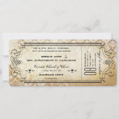 Oud papier Ticket Flourish Typography Wedding Kaart (Voorkant)