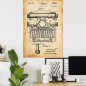 Oud papier | Typemachinepatent Poster (Thuiskantoor)