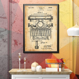 Oud papier | Typemachinepatent Poster