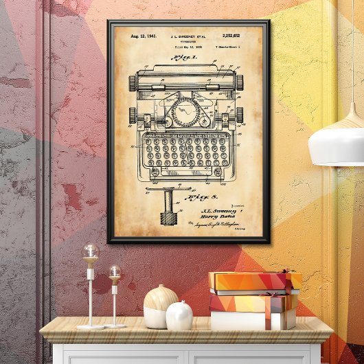 Oud papier | Typemachinepatent Poster