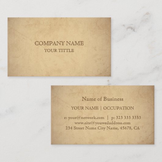 oud papier voor  herstel visitekaartje (Voorkant / Achterkant)