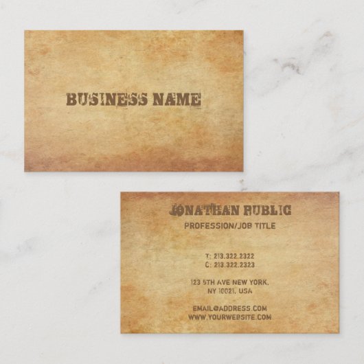  oud papier ziet de Sjabloon van de vervormde teks Visitekaartje (Voorkant / Achterkant)