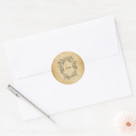 oud papieren monogram Custom Wedding Ronde Sticker