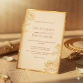 Oud Papyrus Luxe Goud Lotus Egyptische Bruiloft Kaart