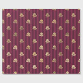 Oud Parijs Bourgondië en gouden roos patroon Cadeaupapier (Vlak)