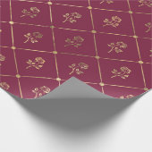 Oud Parijs Burgundy en Paarse Roos motief Cadeaupapier (Hoek)