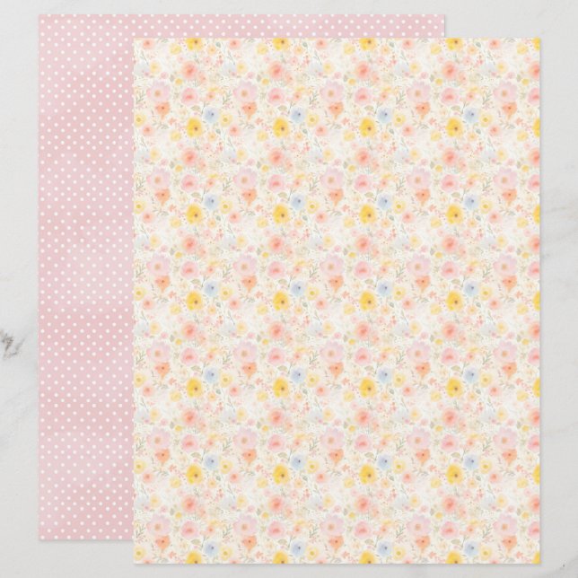 Oud Pasen Bloemstuk Achtergrond Scrapbook Papier (Voorkant / Achterkant)