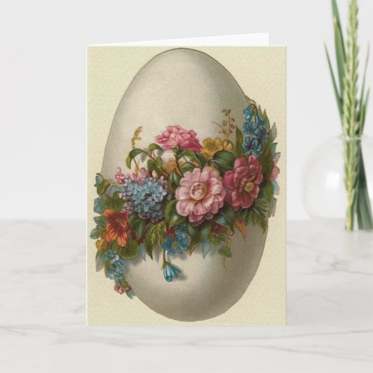 Oud Pasen Ei Met Bloemen Pasen Kaart (Voorkant)