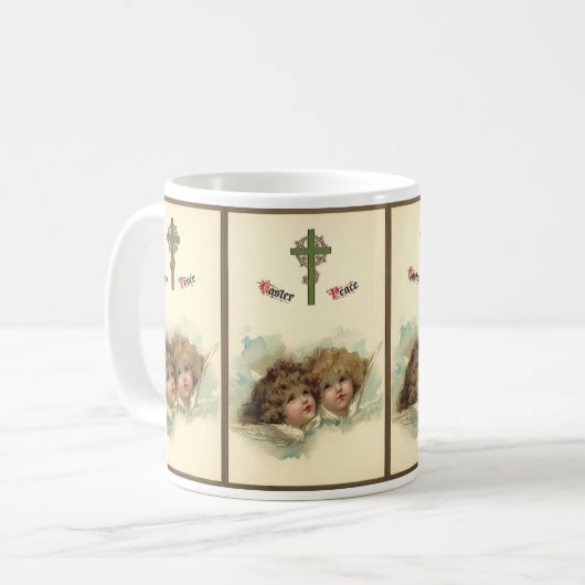 Oud Pasen, engelachtige engelen wolken in de hemel Koffiemok (Voorkant links)