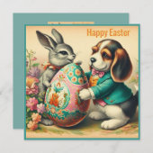 Oud Pasen ~ GELUKKIG PASEN ~ Beagle~ Feestdagenkaart (Voorkant / Achterkant)