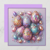 Oud Pasen ~ GELUKKIG PASEN ~ Versierde Eieren ~ Feestdagenkaart (Voorkant / Achterkant)