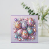 Oud Pasen ~ GELUKKIG PASEN ~ Versierde Eieren ~ Feestdagenkaart (Staand voorkant)