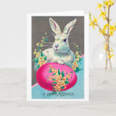 Oud Pasen Konijn Ei Bloem Kaart (Gele Bloem)