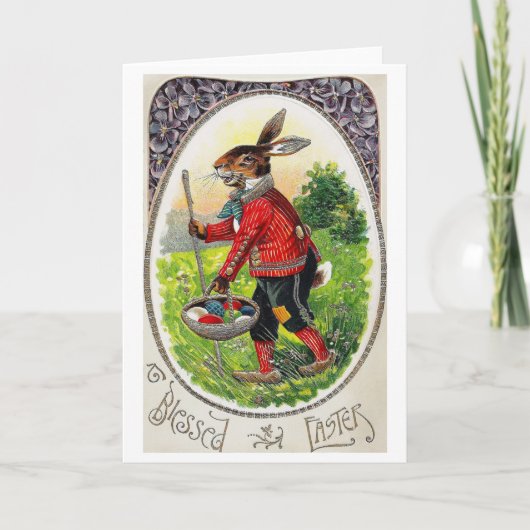 Oud Pasen Konijn Ei Kaart (Voorkant)