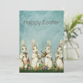 Oud Pasen Konijn Feestdagenkaart (Staand voorkant)
